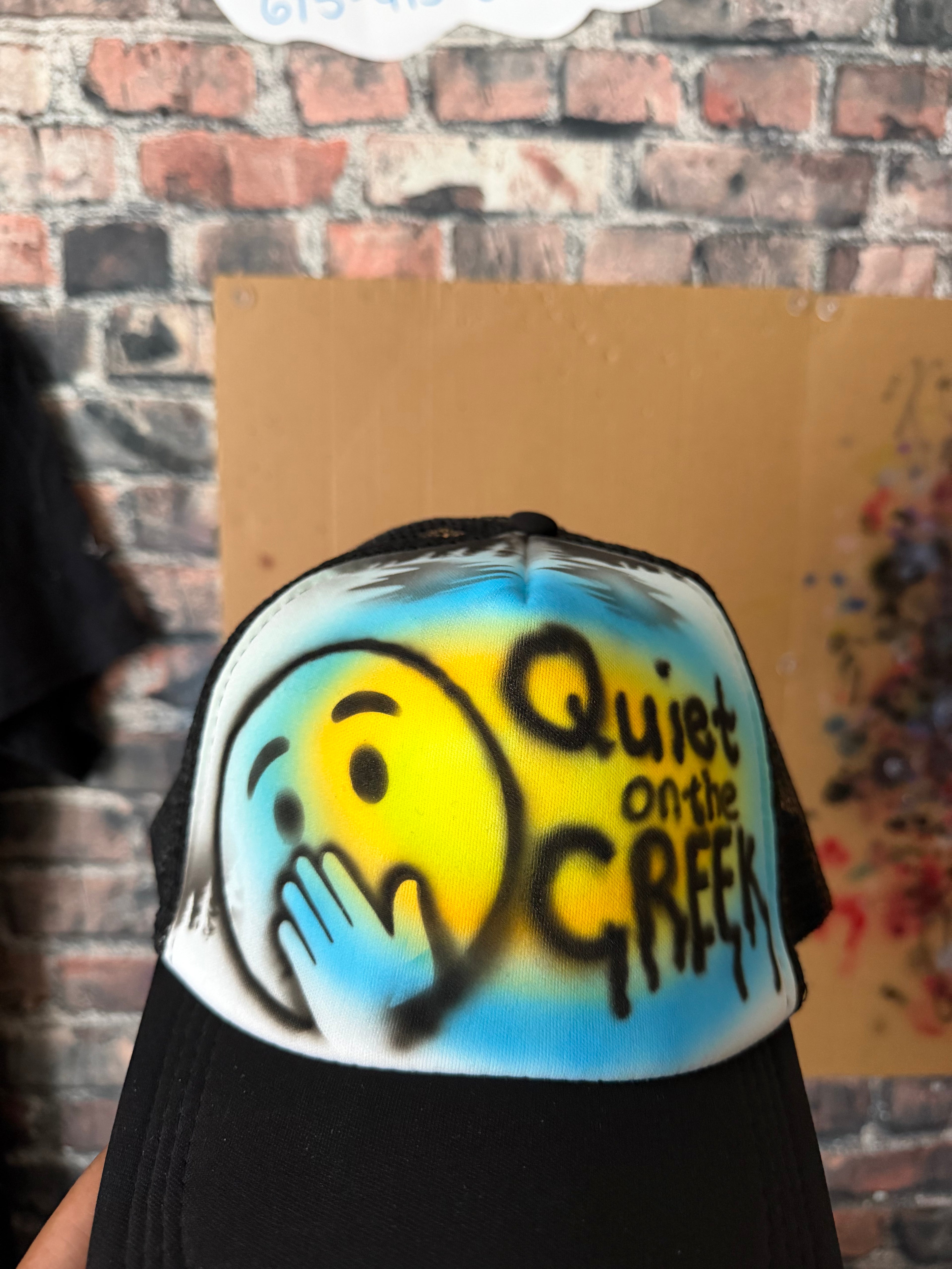 Quiet on the creek airbrush hat