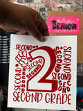 2nd grade Permanent Vinyl Transfer (make your own tumblers, cups, mugs, water bottles, and more! Transfer tape included)