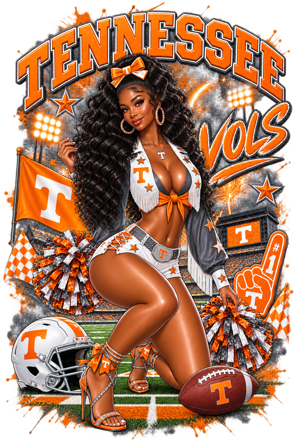 Tennessee Vols Girl Football DTF ready to press iron on transfer for clothing t-shirts and hoodies
