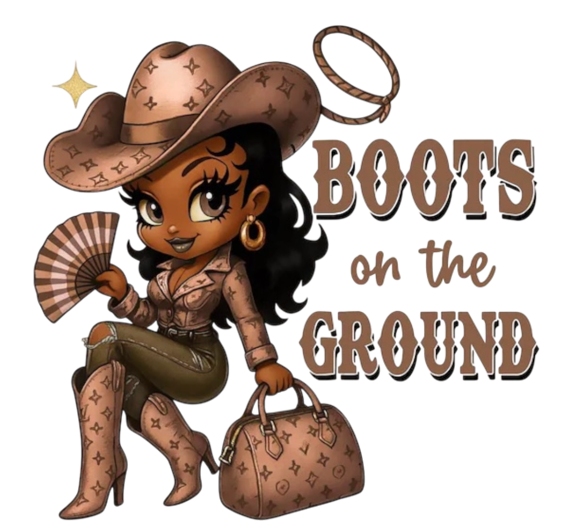 Cowgirl rodeo boots DTF ready to press iron on transfer for clothing t-shirts and hoodies