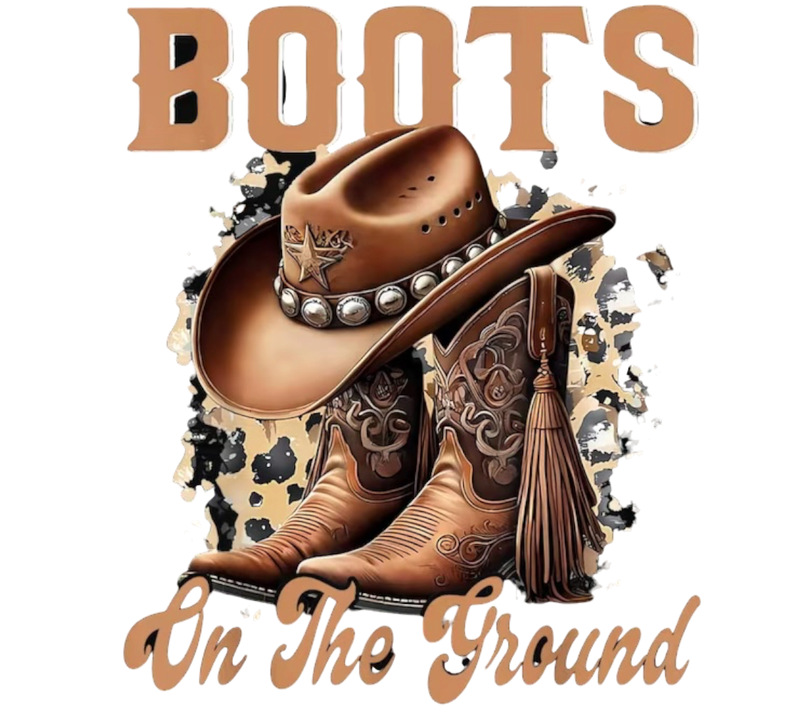 Cowgirl rodeo boots DTF ready to press iron on transfer for clothing t-shirts and hoodies