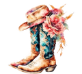 Cowgirl rodeo boots DTF ready to press iron on transfer for clothing t-shirts and hoodies