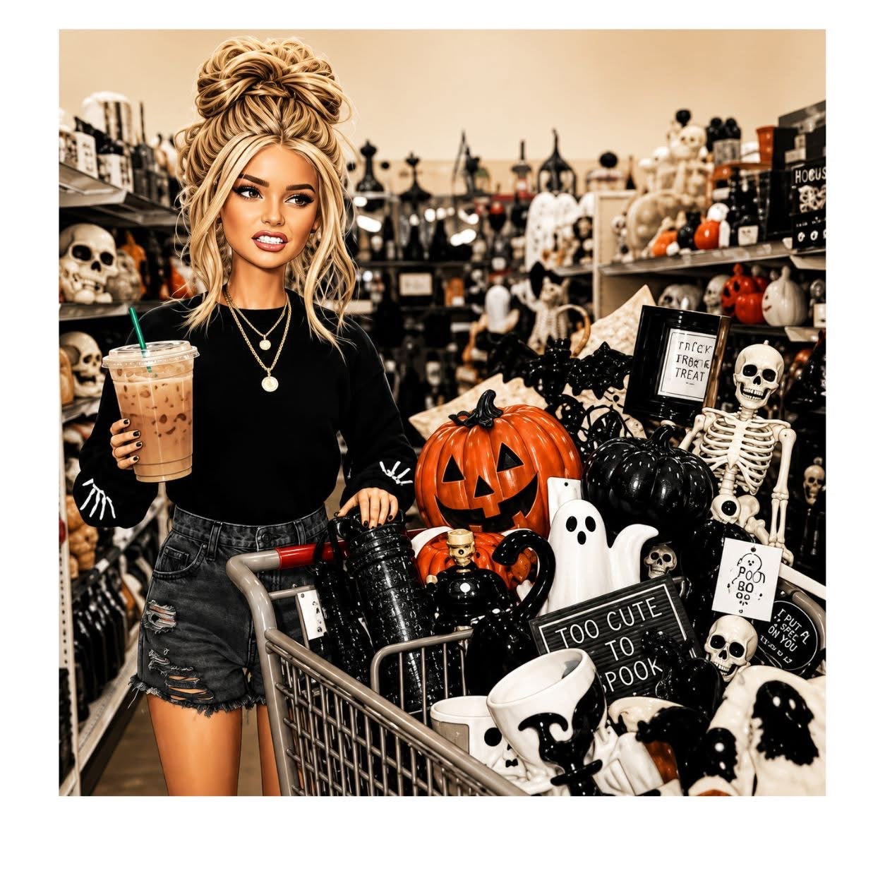 Halloween doll funny DTF ready to press iron on transfer for clothing t-shirts and hoodies
