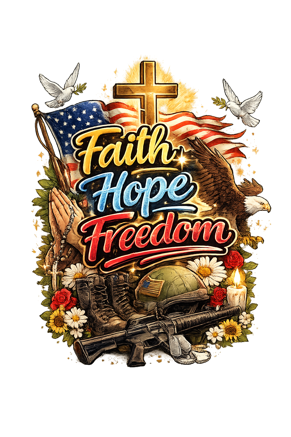 Freedom DTF ready to press iron on transfer for clothing t-shirts and hoodies