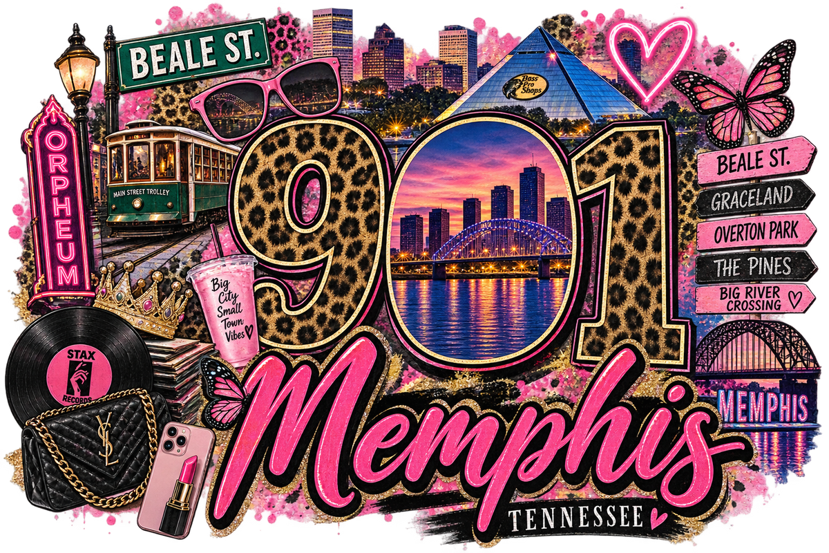 901 Day Memphis Tennessee DTF ready to press iron on transfer for clothing t-shirts and hoodies