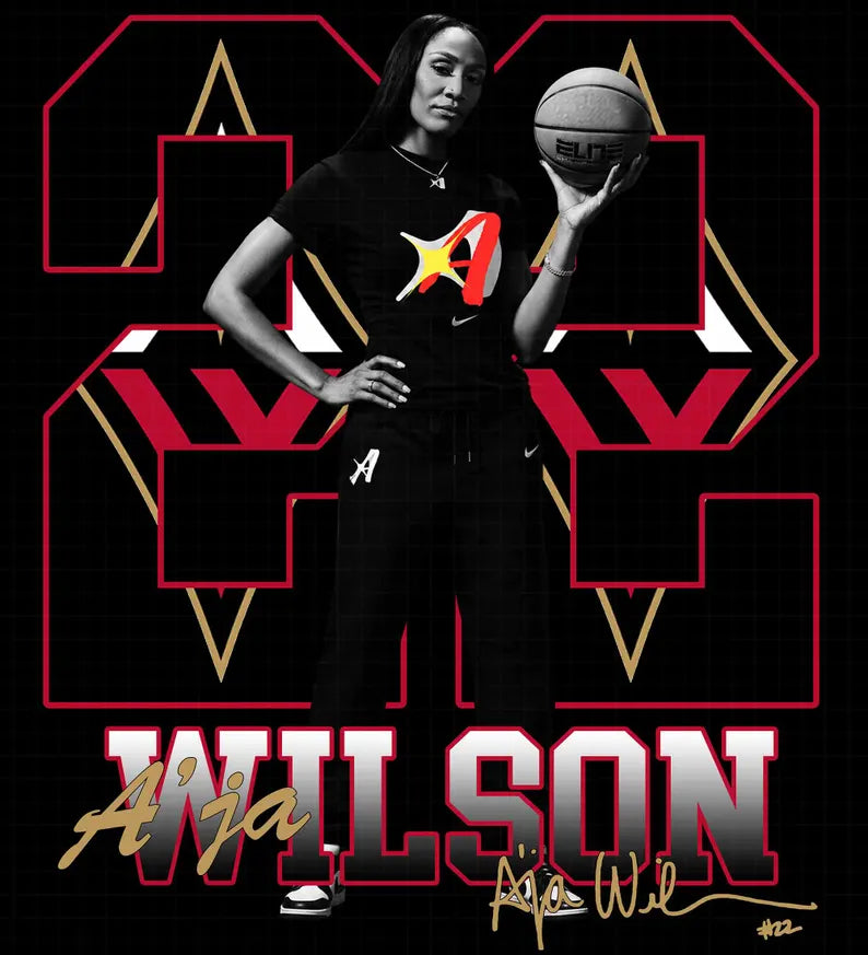 Aja Wilson Inspired DTF ready to press iron on transfer for clothing t-shirts and hoodies