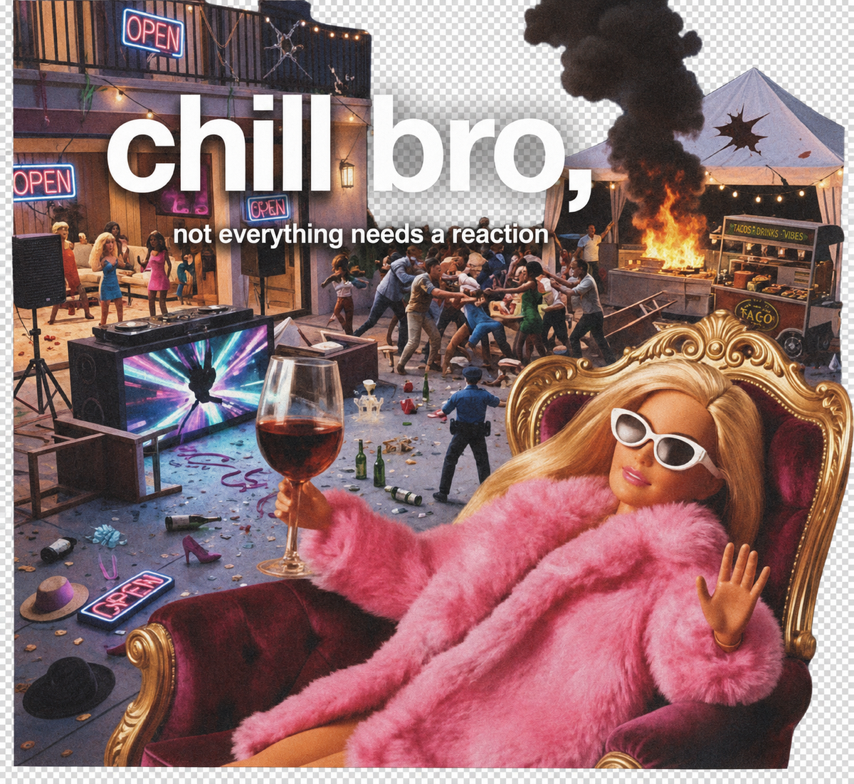 Chill Bro Barbie DTF ready to press iron on transfer for clothing t-shirts and hoodies