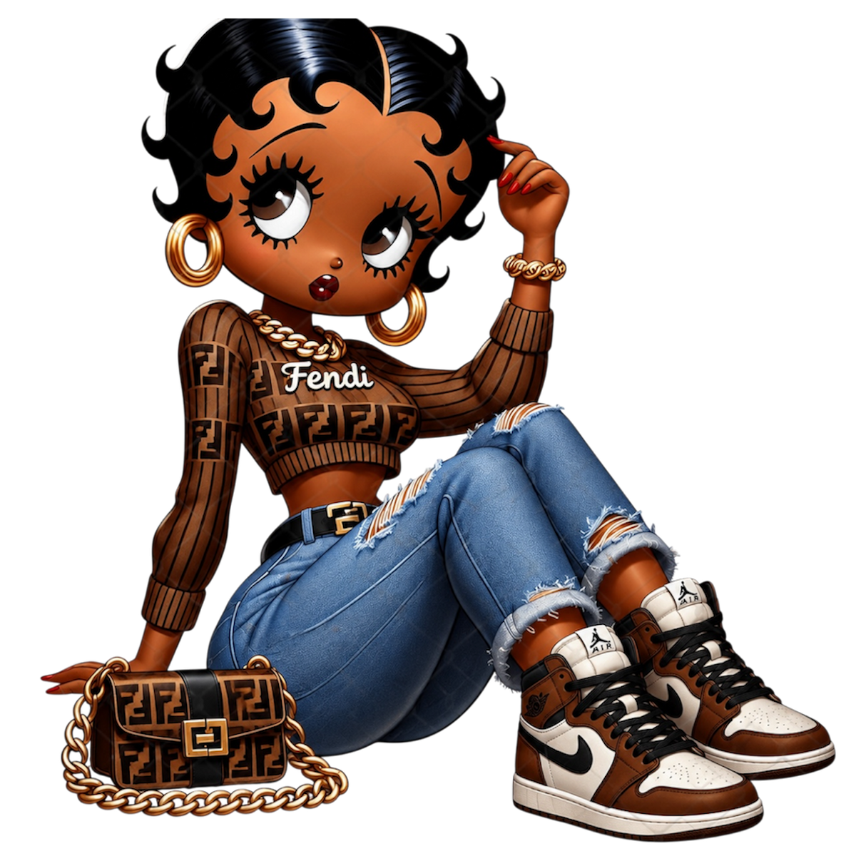 Betty Boop inspired DTF ready to press iron on transfer for clothing t-shirts and hoodies