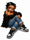 Betty Boop inspired DTF ready to press iron on transfer for clothing t-shirts and hoodies