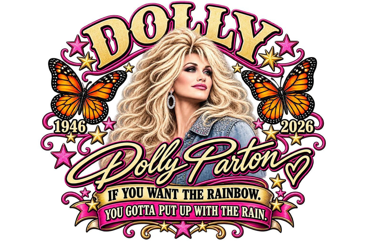 Dolly Parton DTF ready to press iron on transfer for clothing t-shirts and hoodies