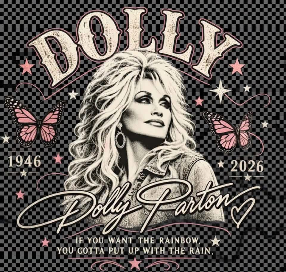 Dolly Parton DTF ready to press iron on transfer for clothing t-shirts and hoodies