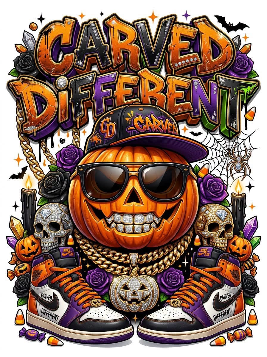 Carved Pumpkin Halloween DTF ready to press iron on transfer for clothing t-shirts and hoodies
