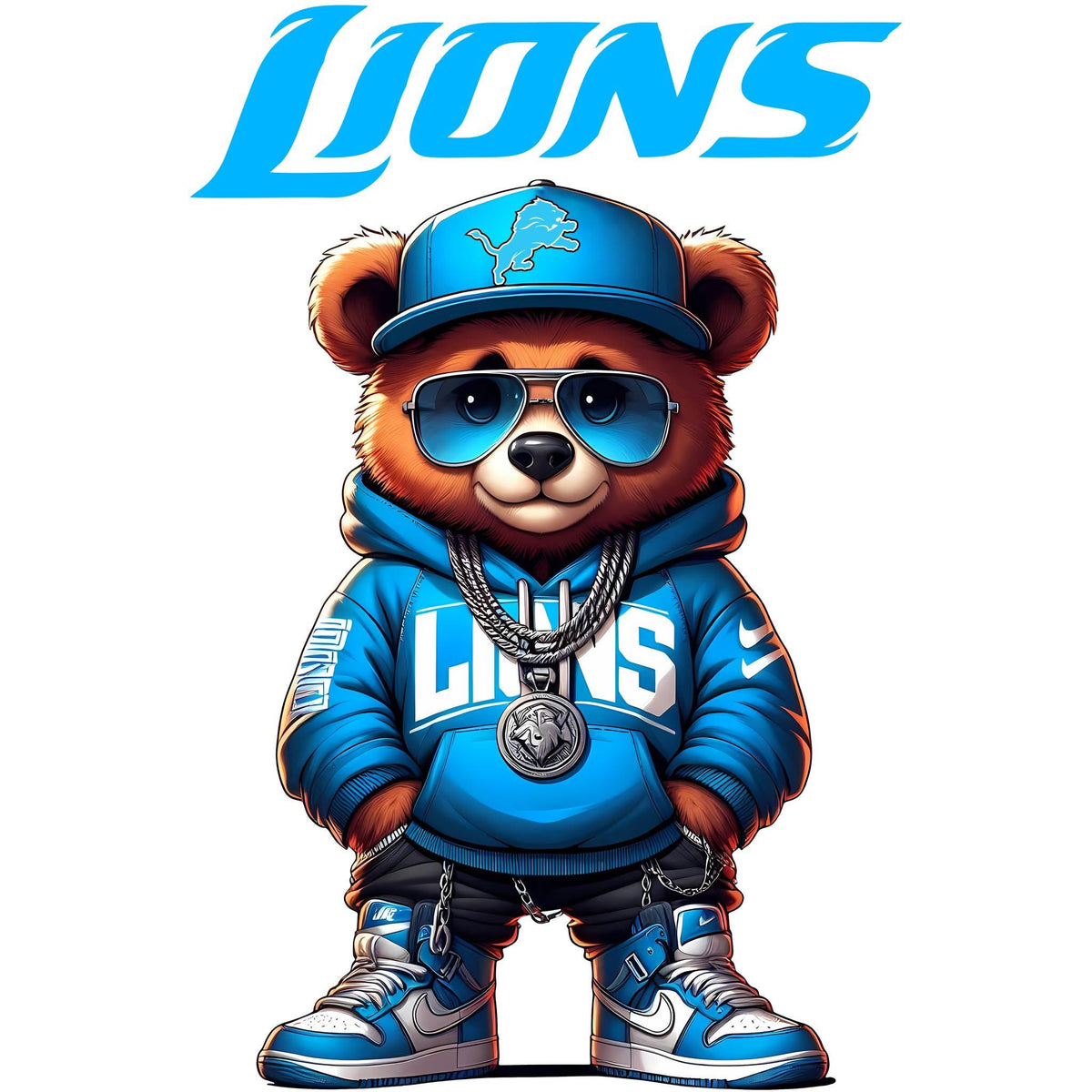 Lions football DTF ready to press iron on transfer for clothing t-shirts and hoodies