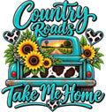 Country Roads Take Me Home DTF ready to press iron on transfer for clothing t-shirts and hoodies