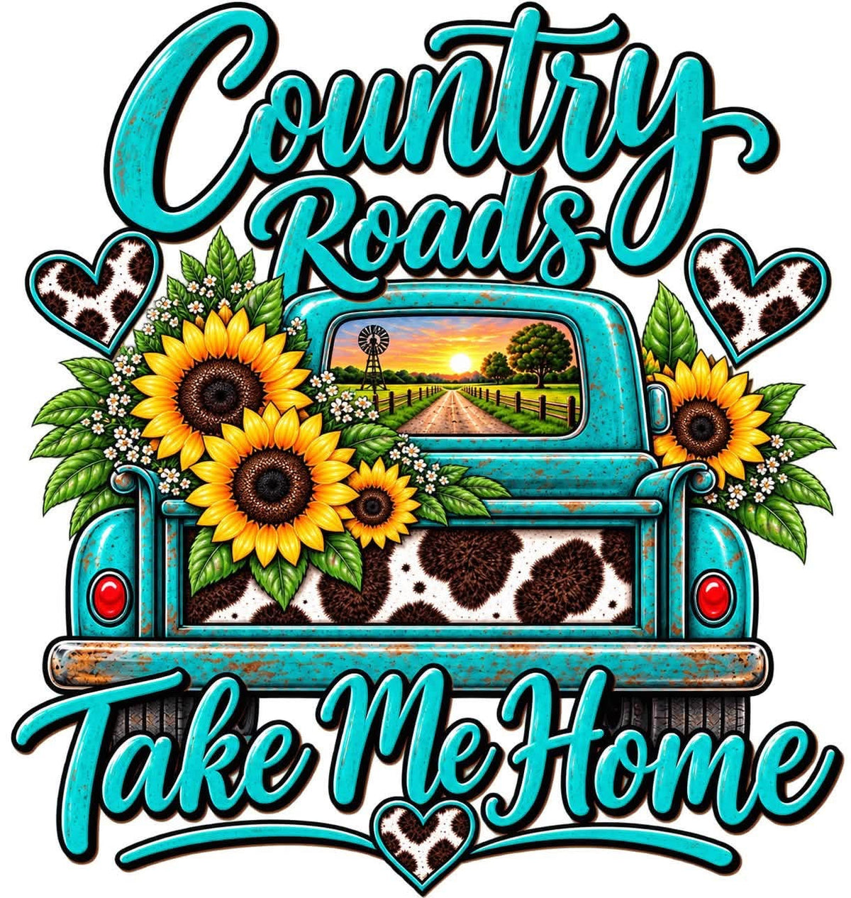 Country Roads Take Me Home DTF ready to press iron on transfer for clothing t-shirts and hoodies