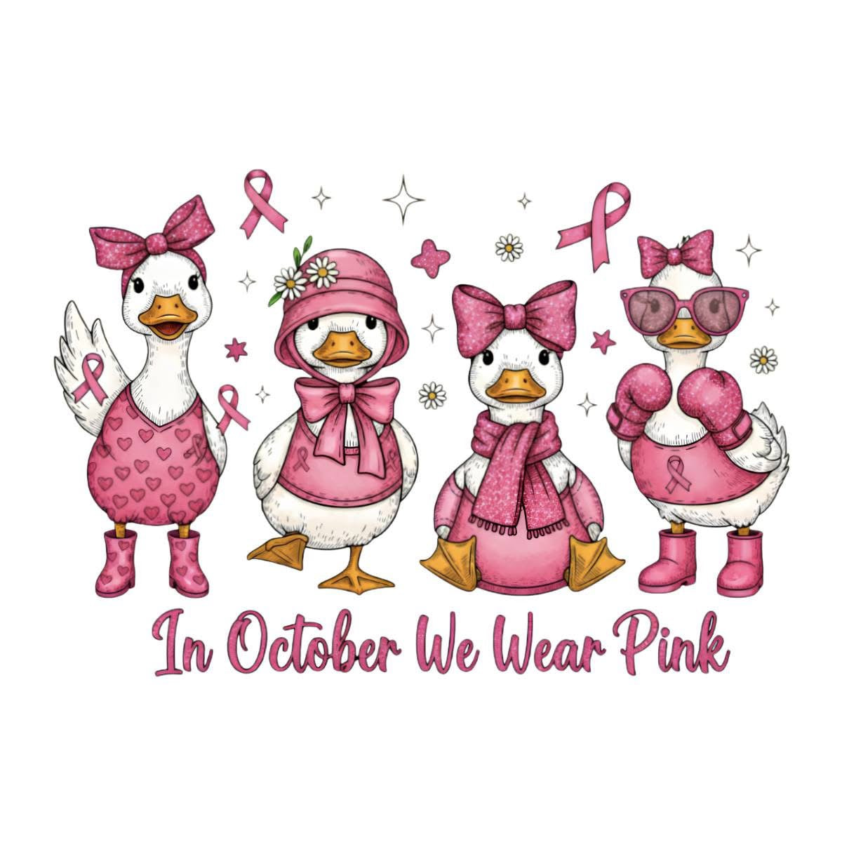 Breast Cancer Ducks (choose character) DTF ready to press iron on transfer for clothing