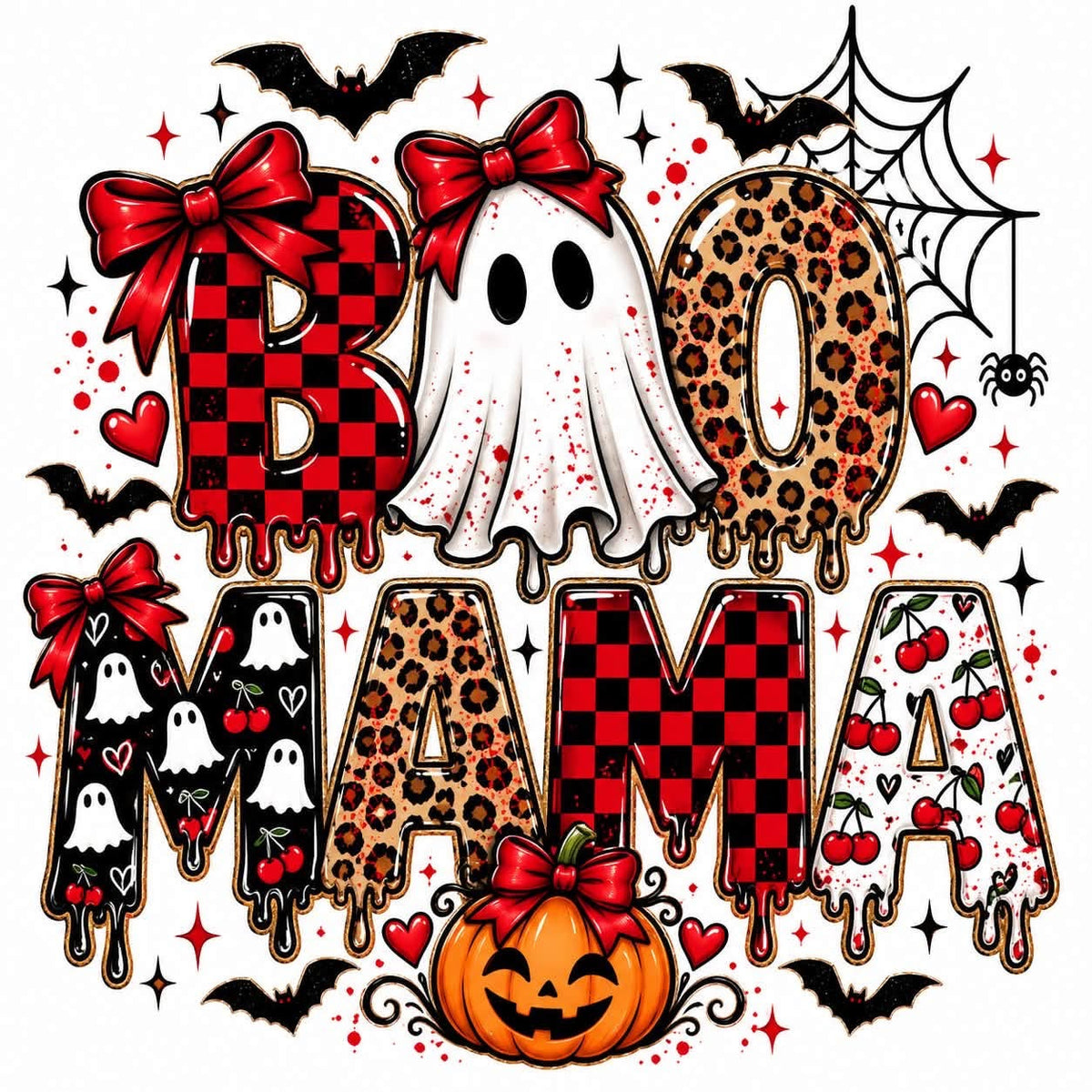 Mama Halloween DTF ready to press iron on transfer for clothing t-shirts and hoodies