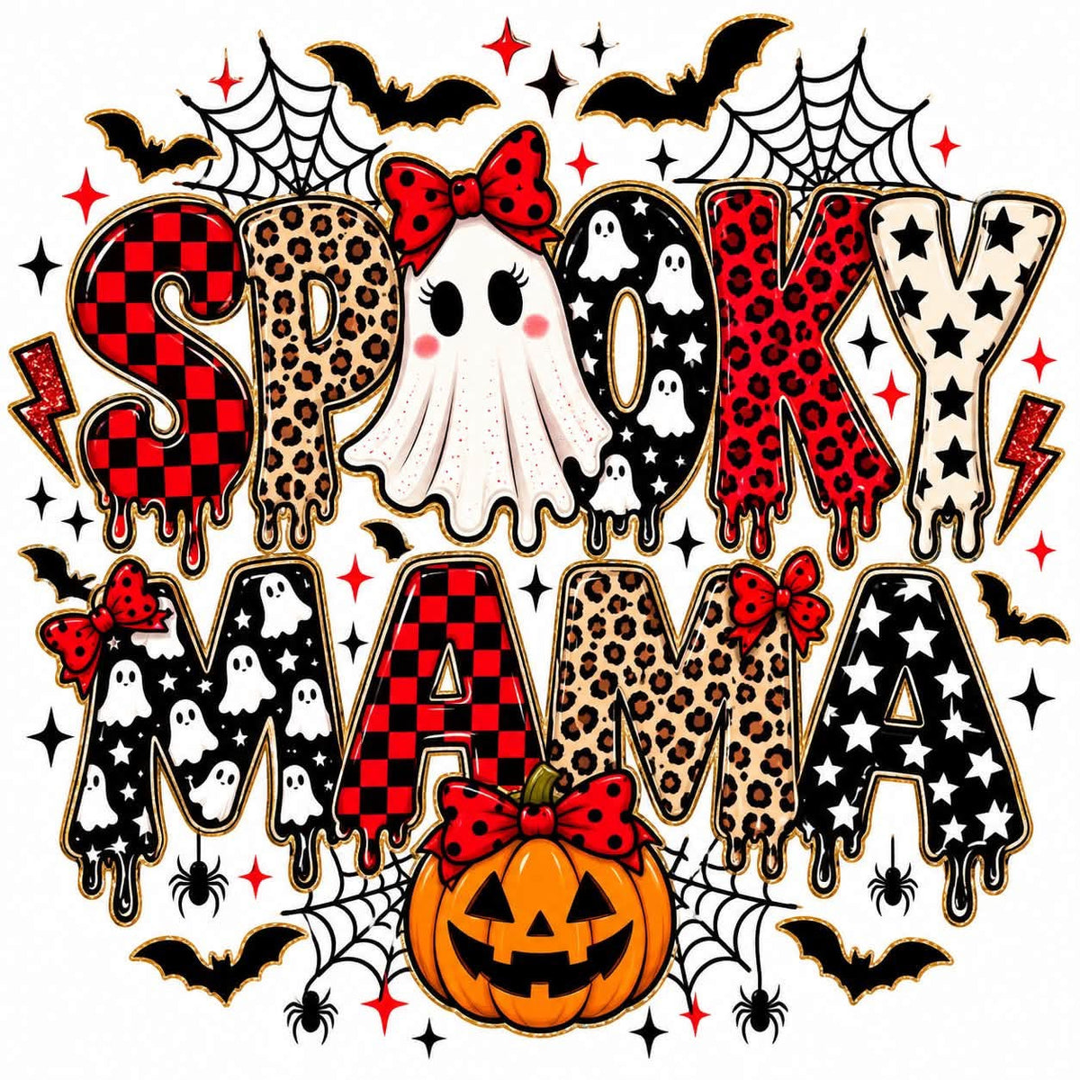 Mama Halloween DTF ready to press iron on transfer for clothing t-shirts and hoodies