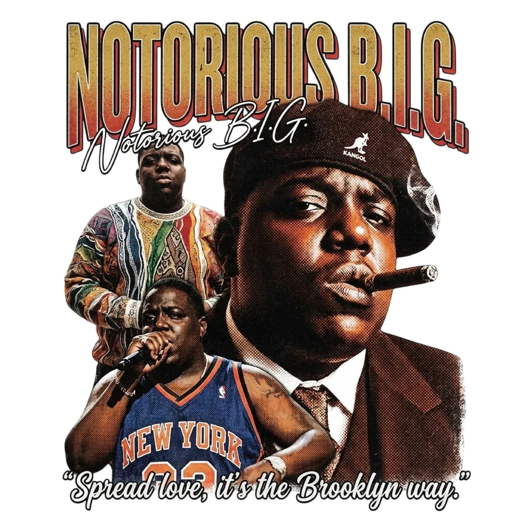 Notorious B.I.G. Biggie DTF ready to press iron on transfer for clothing t-shirts and hoodies