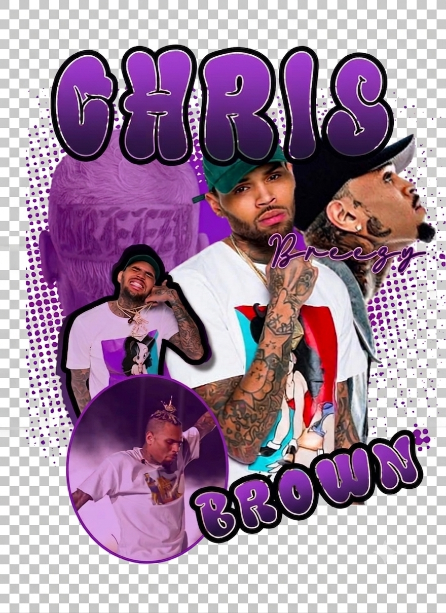 Chris Brown DTF ready to press iron on transfer for clothing t-shirts and hoodies