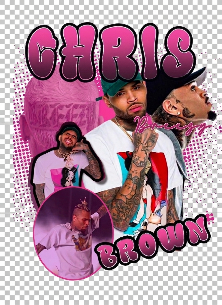Chris Brown DTF ready to press iron on transfer for clothing t-shirts and hoodies