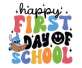Happy First Day of School Back to School Stitch DTF ready to press iron on transfer for clothing t-shirts and hoodies