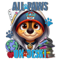 All Paws on Desk Back to School Paw Patrol DTF ready to press iron on transfer for clothing t-shirts and hoodies