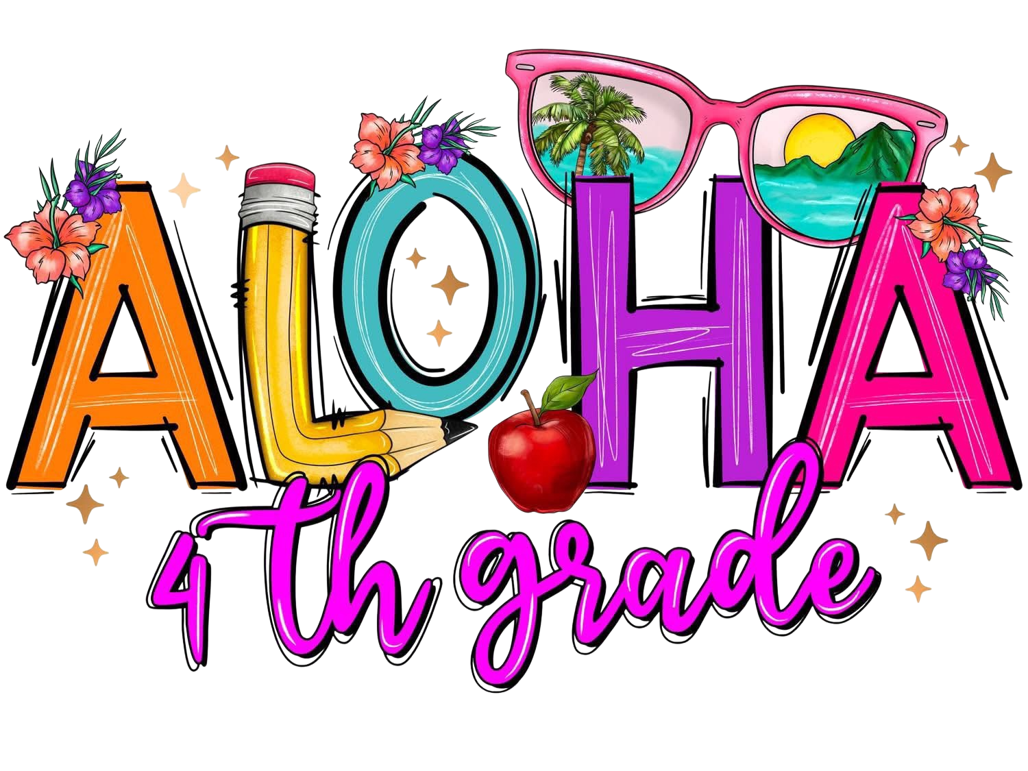 Aloha Kindergarten-5th Grade DTF ready to press iron on transfer for clothing t-shirts and hoodies
