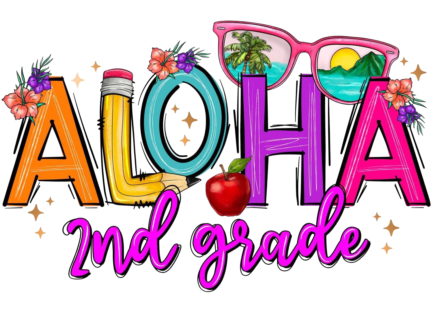 Aloha Kindergarten-5th Grade DTF ready to press iron on transfer for clothing t-shirts and hoodies