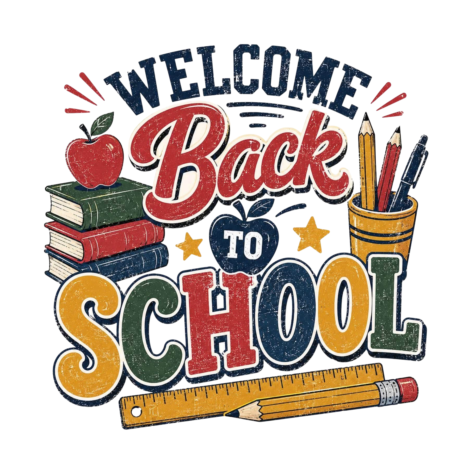 Welcome back to School DTF ready to press iron on transfer for clothing t-shirts and hoodies