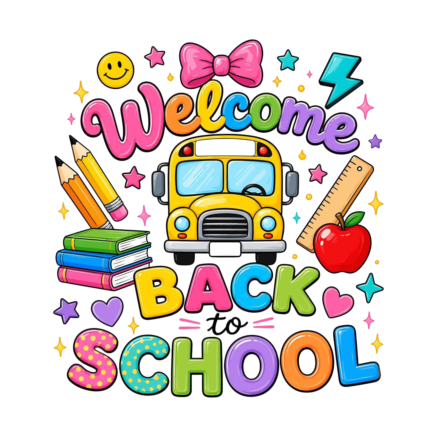 Back to School DTF ready to press iron on transfer for clothing t-shirts and hoodies