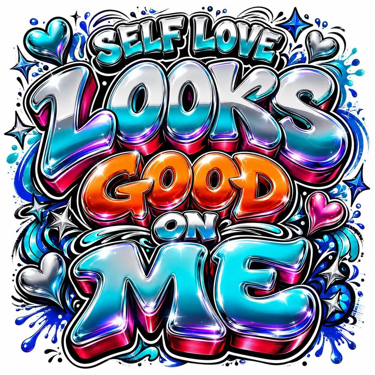 Self Love Looks good ON me DTF ready to press iron on transfer for clothing t-shirts and hoodies