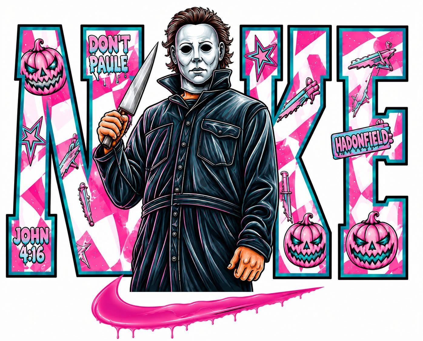 Halloween Jason Nike DTF ready to press iron on transfer for clothing t-shirts and hoodies