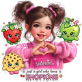 Shopkins Just A Girl Pink DTF ready to press iron on transfer for clothing t-shirts and hoodies