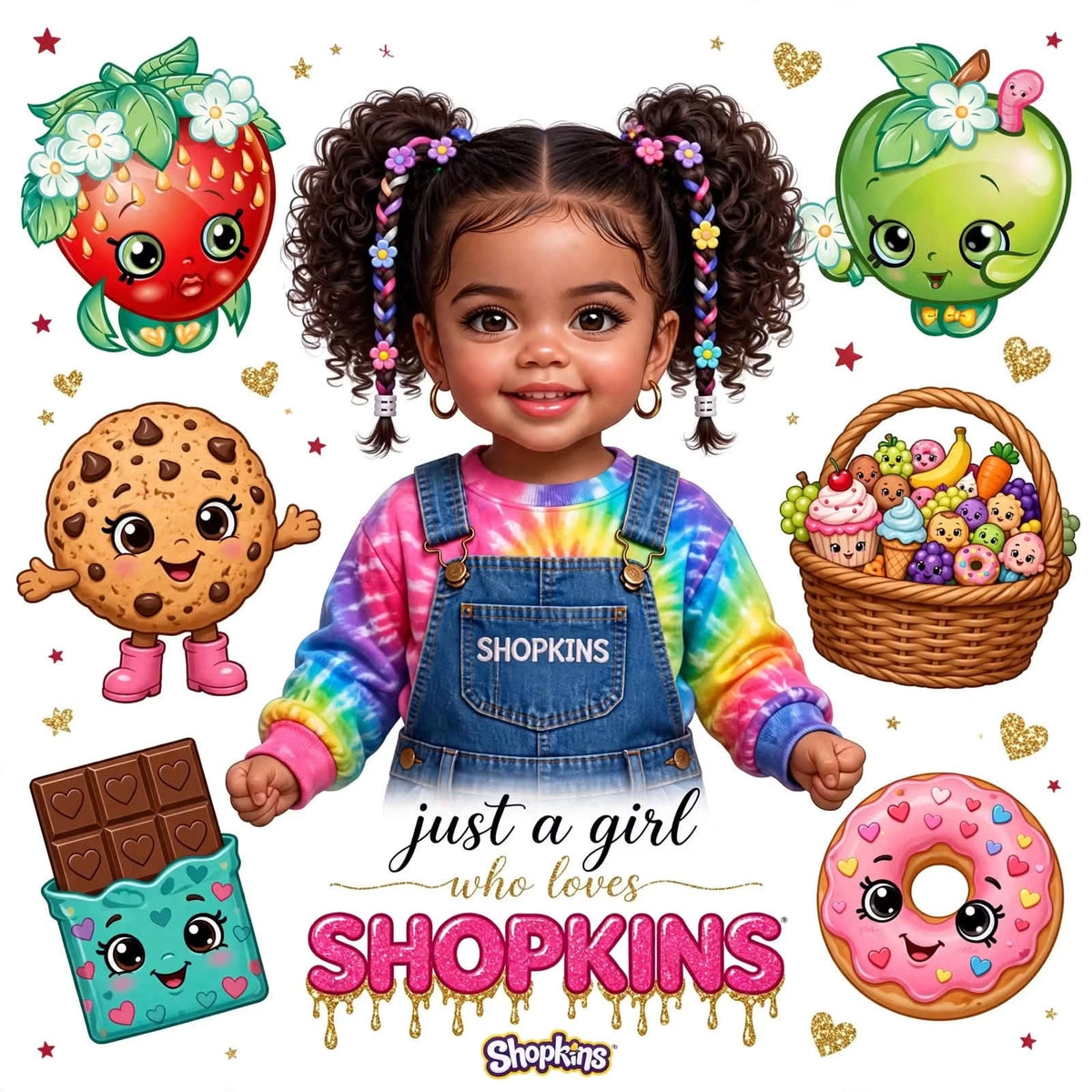 Shopkins Just A Girl DTF ready to press iron on transfer for clothing t-shirts and hoodies