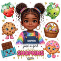 Shopkins Just A Girl DTF ready to press iron on transfer for clothing t-shirts and hoodies