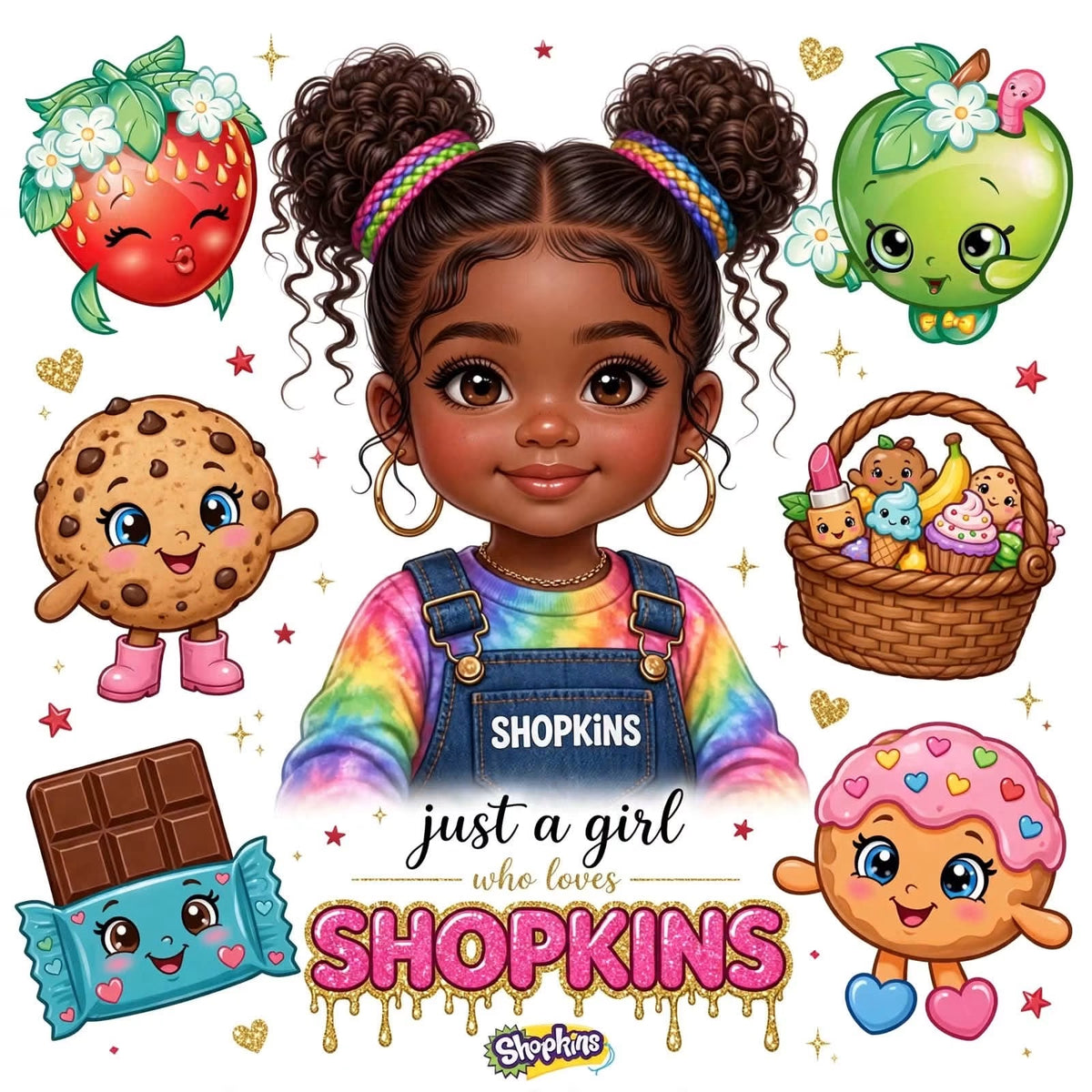 Shopkins Just A Girl DTF ready to press iron on transfer for clothing t-shirts and hoodies