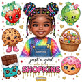 Shopkins Just A Girl DTF ready to press iron on transfer for clothing t-shirts and hoodies