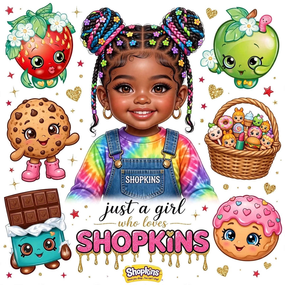 Shopkins Just A Girl DTF ready to press iron on transfer for clothing t-shirts and hoodies