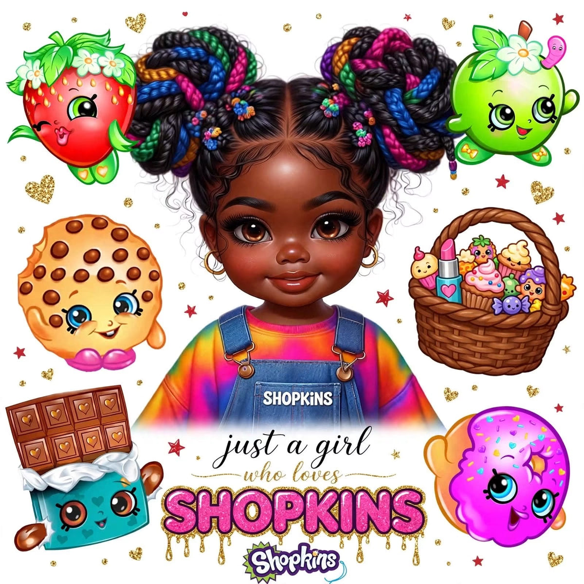 Shopkins Just A Girl DTF ready to press iron on transfer for clothing t-shirts and hoodies