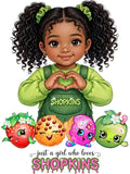 Shopkins Just A Girl Green DTF ready to press iron on transfer for clothing t-shirts and hoodies