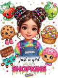 Shopkins Just A Girl DTF ready to press iron on transfer for clothing t-shirts and hoodies