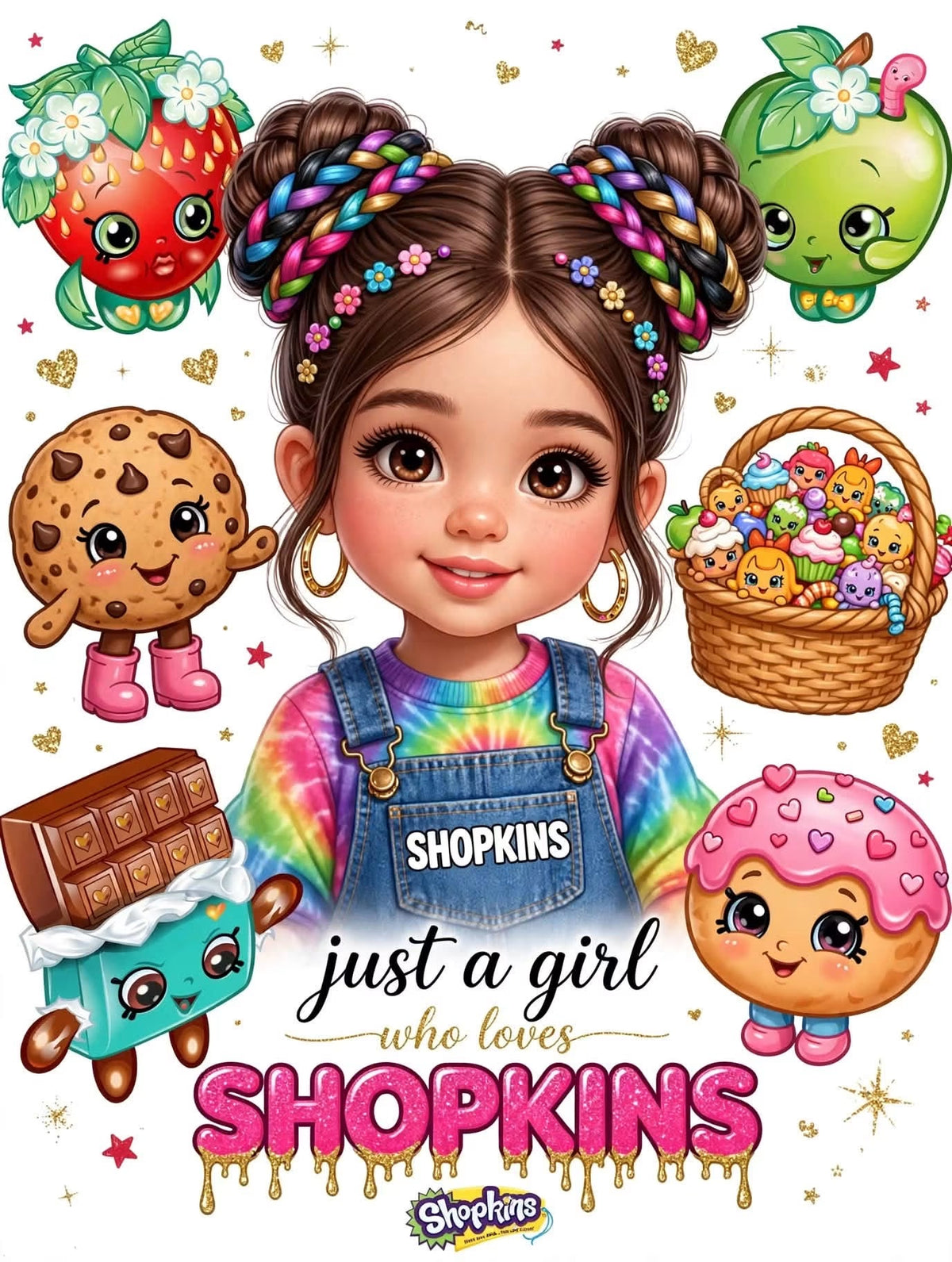 Shopkins Just A Girl DTF ready to press iron on transfer for clothing t-shirts and hoodies