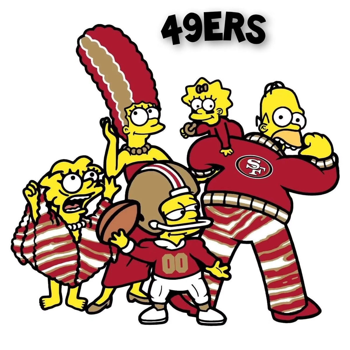 49ers football Simpsons DTF ready to press iron on transfer for clothing t-shirts and hoodies
