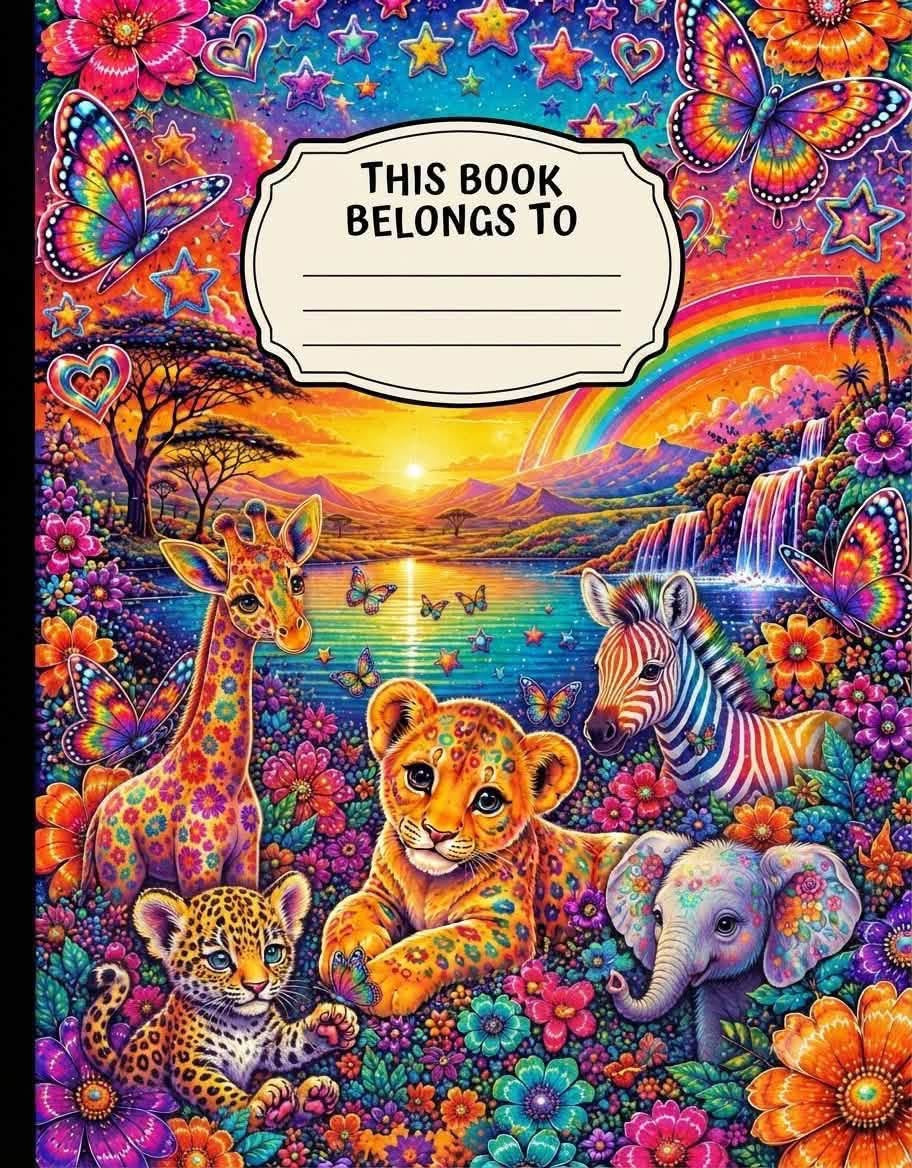 Lisa Frank Inspired composition notebook (Standard US size)