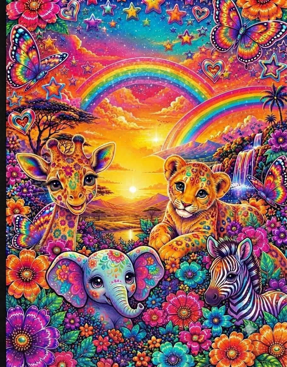 Lisa Frank Inspired composition notebook (Standard US size)