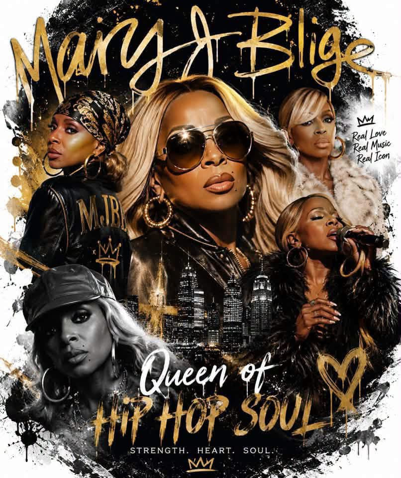 Mary J Blige DTF ready to press iron on transfer for clothing t-shirts and hoodies