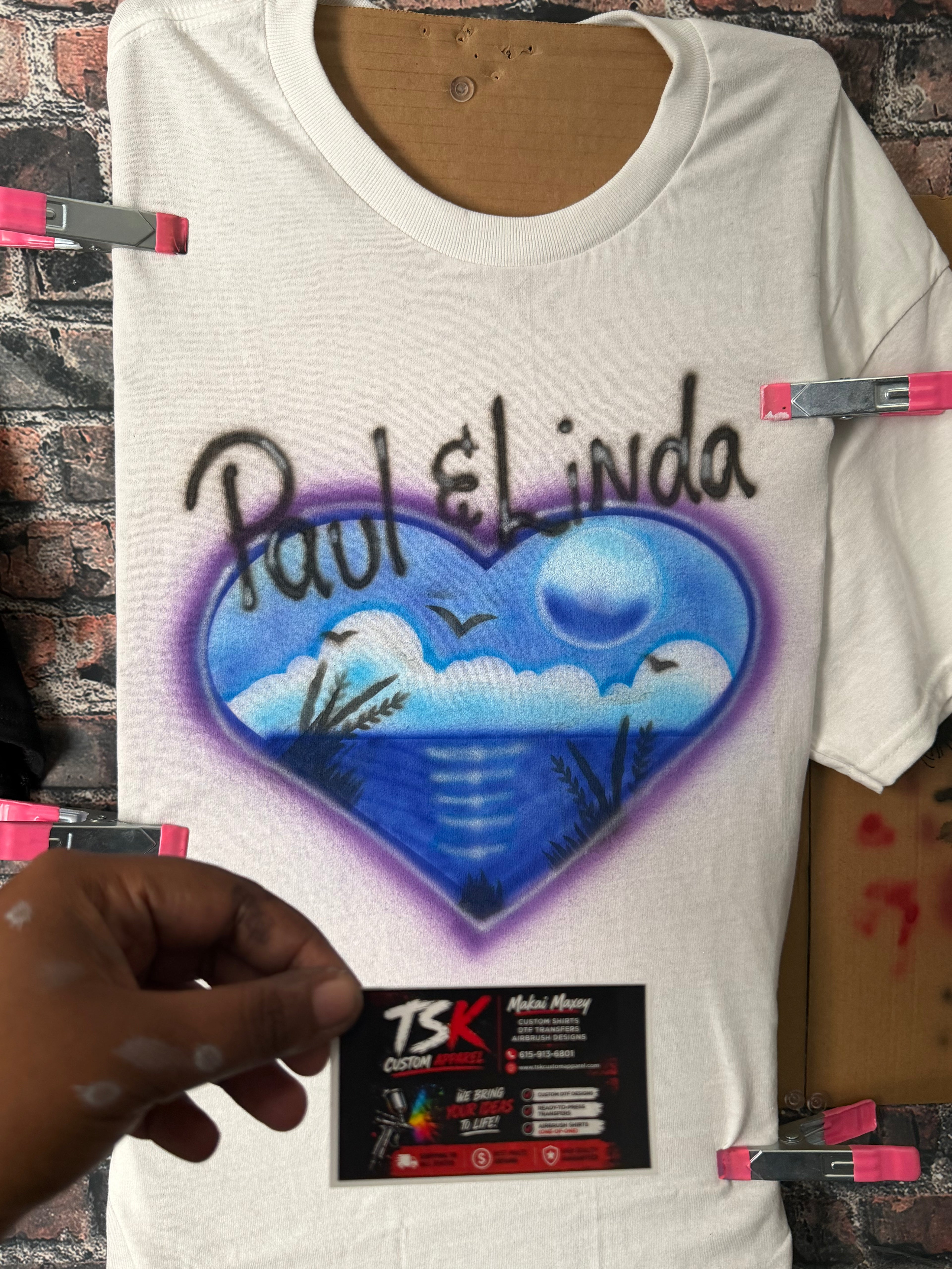 Airbrushed Customized Name Beach with glow T-Shirt
