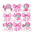Halloween Breast Cancer Ghost Football DTF ready to press iron on transfer for clothing t-shirts and hoodies