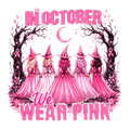 In October We Wear Pink Halloween Witch DTF ready to press iron on transfer for clothing t-shirts and hoodies